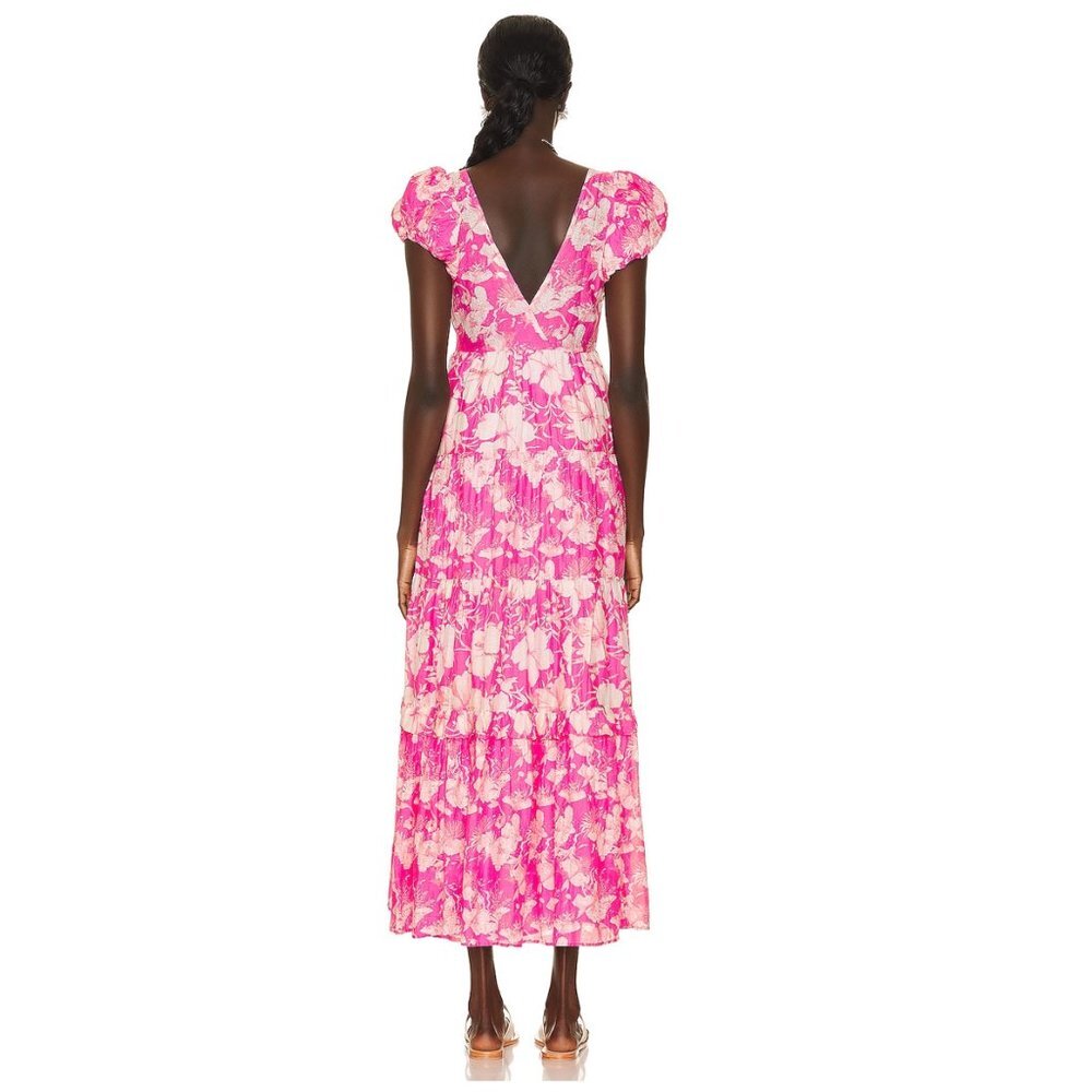LoveShackFancy | NEW Karalie Silk Blend Maxi Dress in Holiday Sun Fuchsia Size 2 - Picture 3 of 13